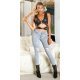 Blugi dama rupti, gri, bumbac denim, mulati, cu talia inalta, Synem 4 - jojofashion.ro