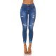 Blugi dama rupti, mulati, albastri, din bumbac, cu talia inalta, Shevonne 2 - jojofashion.ro