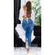 Blugi dama rupti, mulati, albastri, din bumbac, cu talia inalta, Shevonne 5 - jojofashion.ro