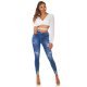 Blugi dama rupti, mulati, albastri, din bumbac, cu talia inalta, Shevonne 6 - jojofashion.ro