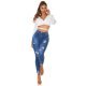 Blugi dama rupti, mulati, albastri, din bumbac, cu talia inalta, Shevonne 8 - jojofashion.ro