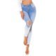 Blugi dama rupti, mulati, bleu in degrade, din bumbac, cu talia inalta, Glorya 2 - jojofashion.ro