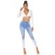 Blugi dama rupti, mulati, bleu in degrade, din bumbac, cu talia inalta, Glorya 6 - jojofashion.ro