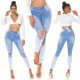 Blugi dama rupti, mulati, bleu in degrade, din bumbac, cu talia inalta, Glorya 9 - jojofashion.ro
