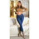 Blugi dama rupti, skinny, cu push up, albastri, bumbac denim, Harley 4 - jojofashion.ro