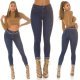 Blugi dama rupti, skinny, cu push up, albastri, bumbac denim, Harley 9 - jojofashion.ro