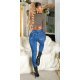 Blugi dama rupti, skinny, din denim, albastri, cu talia inalta, Aryanna 5 - jojofashion.ro