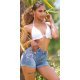Blugi dama scurti bleu, din bumbac, cu pietricele, Karin Blugi dama scurti bleu, din bumbac, cu pietricele, Karin 4 - jojofashion.ro