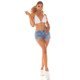 Blugi dama scurti bleu, din bumbac, cu pietricele, Karin Blugi dama scurti bleu, din bumbac, cu pietricele, Karin 6 - jojofashion.ro