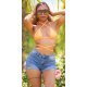 Blugi dama scurti cu push up, albastri, din bumbac, Anisha Blugi dama scurti cu push up, albastri, din bumbac, Anisha 4 - jojofashion.ro