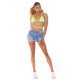 Blugi dama scurti cu talia inalta, albastri, din bumbac,  Sarita 6 - jojofashion.ro