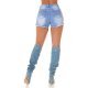 Blugi dama scurti, rupti, bleu, din bumbac, mulati, Chelsea 3 - jojofashion.ro