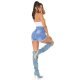 Blugi dama scurti, uzati, bleu, din bumbac, mulati, cu talia inalta, Aldana 5 - jojofashion.ro