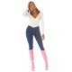 Blugi dama skinny albastri, bumbac denim, cu talia inalta si buzunare frontale, Janeth 6 - jojofashion.ro