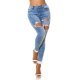 Blugi dama skinny albastri, denim, rupti, cu talia inalta Maxir 2 - jojofashion.ro