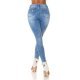 Blugi dama skinny albastri, denim, rupti, cu talia inalta Maxir 4 - jojofashion.ro