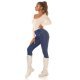 Blugi dama skinny, albastri, din bumbac, mulati, cu buzunare frontale, Estefany 8 - jojofashion.ro