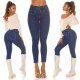 Blugi dama skinny, albastri, din bumbac, mulati, cu buzunare frontale, Estefany 9 - jojofashion.ro
