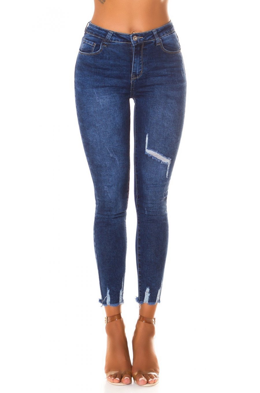 Blugi dama skinny, albastri, uzati, cu talia inalta Bachia Blugi dama skinny, albastri, uzati, cu talia inalta Bachia 1 - jojofashion.ro