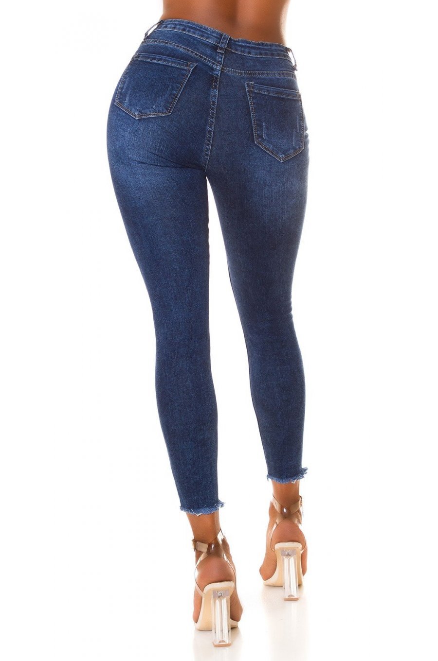 Blugi dama skinny, albastri, uzati, cu talia inalta Bachia Blugi dama skinny, albastri, uzati, cu talia inalta Bachia 2 - jojofashion.ro