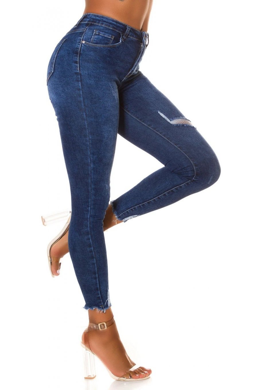 Blugi dama skinny, albastri, uzati, cu talia inalta Bachia Blugi dama skinny, albastri, uzati, cu talia inalta Bachia 3 - jojofashion.ro