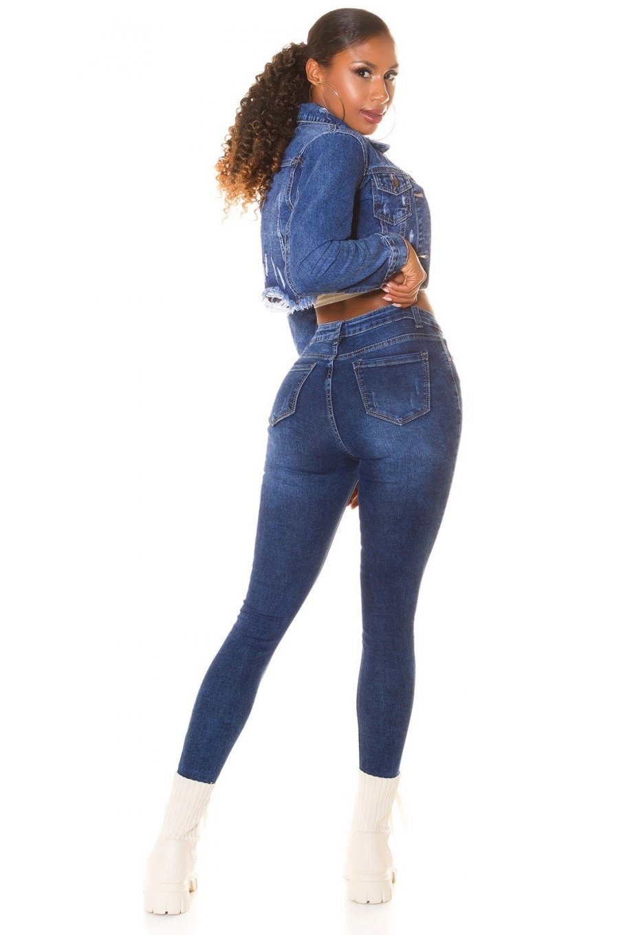 Blugi dama skinny, albastri, uzati, cu talia inalta Bachia Blugi dama skinny, albastri, uzati, cu talia inalta Bachia 5 - jojofashion.ro