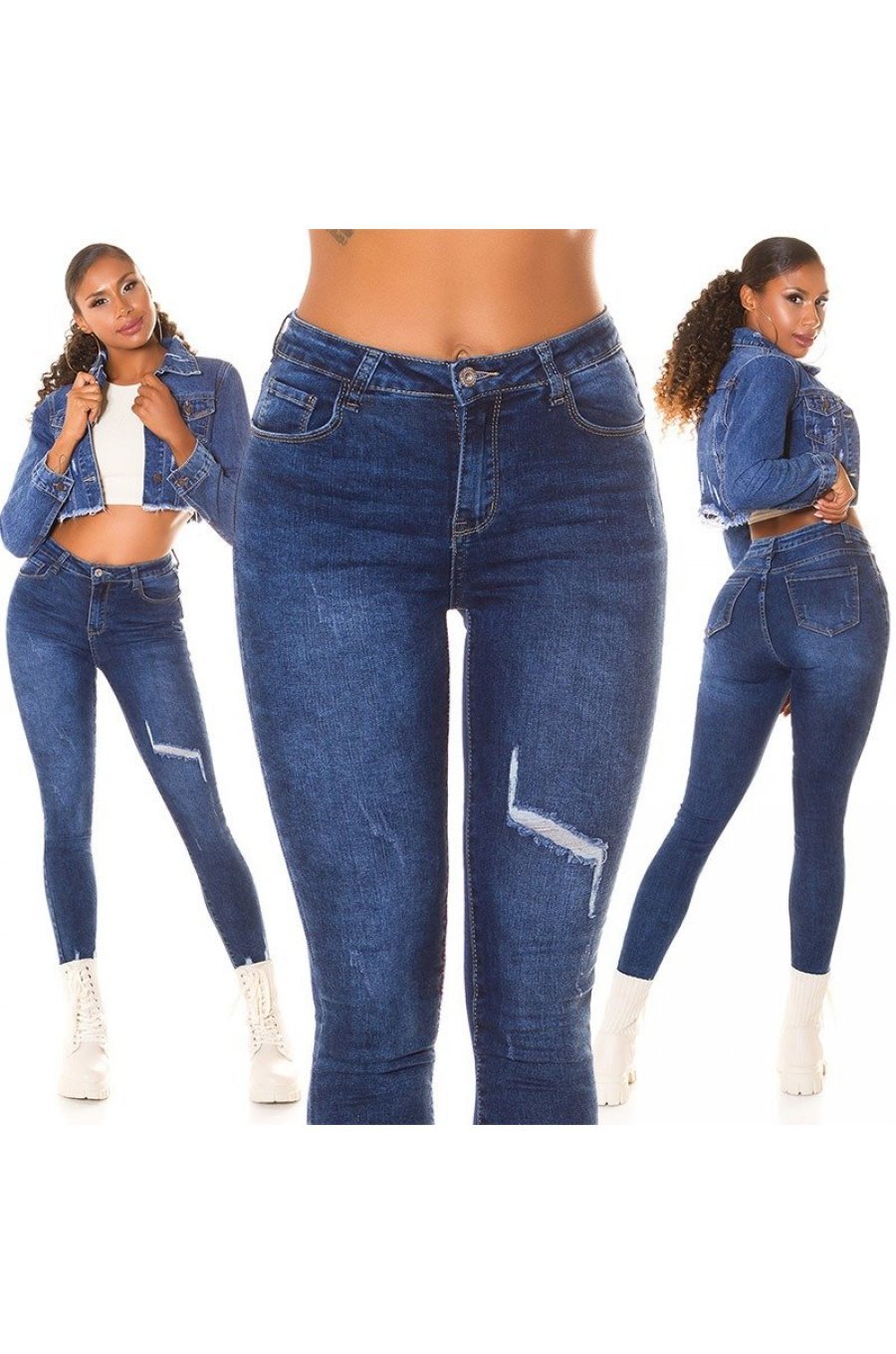 Blugi dama skinny, albastri, uzati, cu talia inalta Bachia Blugi dama skinny, albastri, uzati, cu talia inalta Bachia 6 - jojofashion.ro