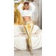Blugi dama skinny, aurii, din vascoza, cu talia inalta, Roseann 4 - jojofashion.ro