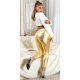 Blugi dama skinny, aurii, din vascoza, cu talia inalta, Roseann 5 - jojofashion.ro