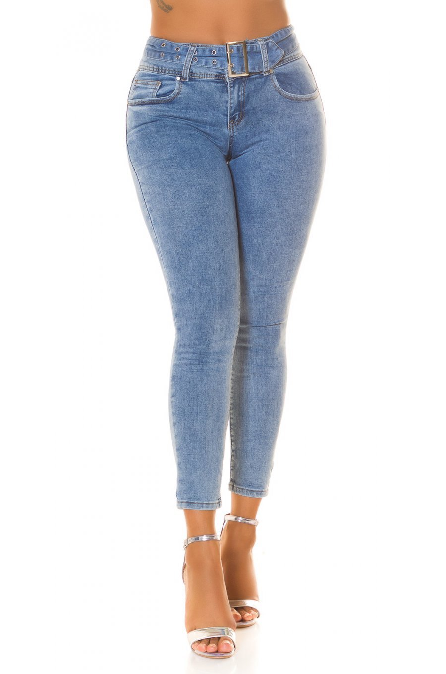 Blugi dama skinny, bleu, din bumbac, Kalyani Blugi dama skinny, bleu, din bumbac, Kalyani 1 - jojofashion.ro