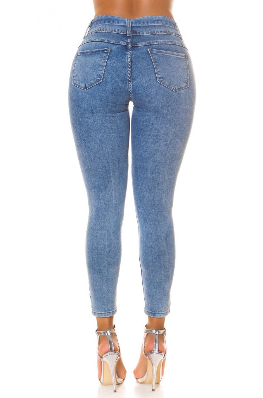 Blugi dama skinny, bleu, din bumbac, Kalyani Blugi dama skinny, bleu, din bumbac, Kalyani 2 - jojofashion.ro