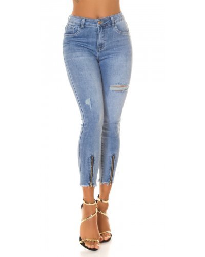 Blugi dama skinny, bleu, din bumbac, cu talia inalta, Krishna Blugi dama, Blugi dama skinny, bleu, din bumbac, cu talia inalta, Krishna - jojofashion.ro