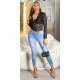 Blugi dama skinny, bleu, din bumbac, cu talia inalta, Krishna Blugi dama skinny, bleu, din bumbac, cu talia inalta, Krishna 4 - jojofashion.ro