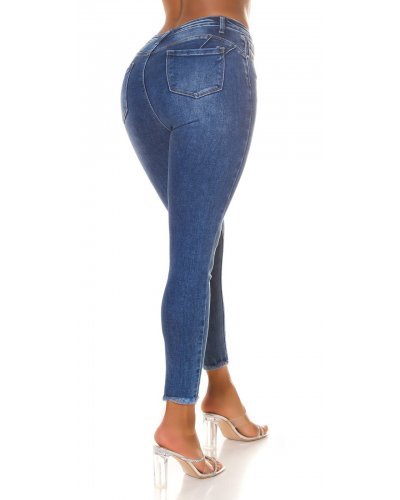 Blugi dama skinny cu push up, albastri, din bumbac, Eveliny Blugi dama, Blugi dama skinny cu push up, albastri, din bumbac, Eveliny - jojofashion.ro