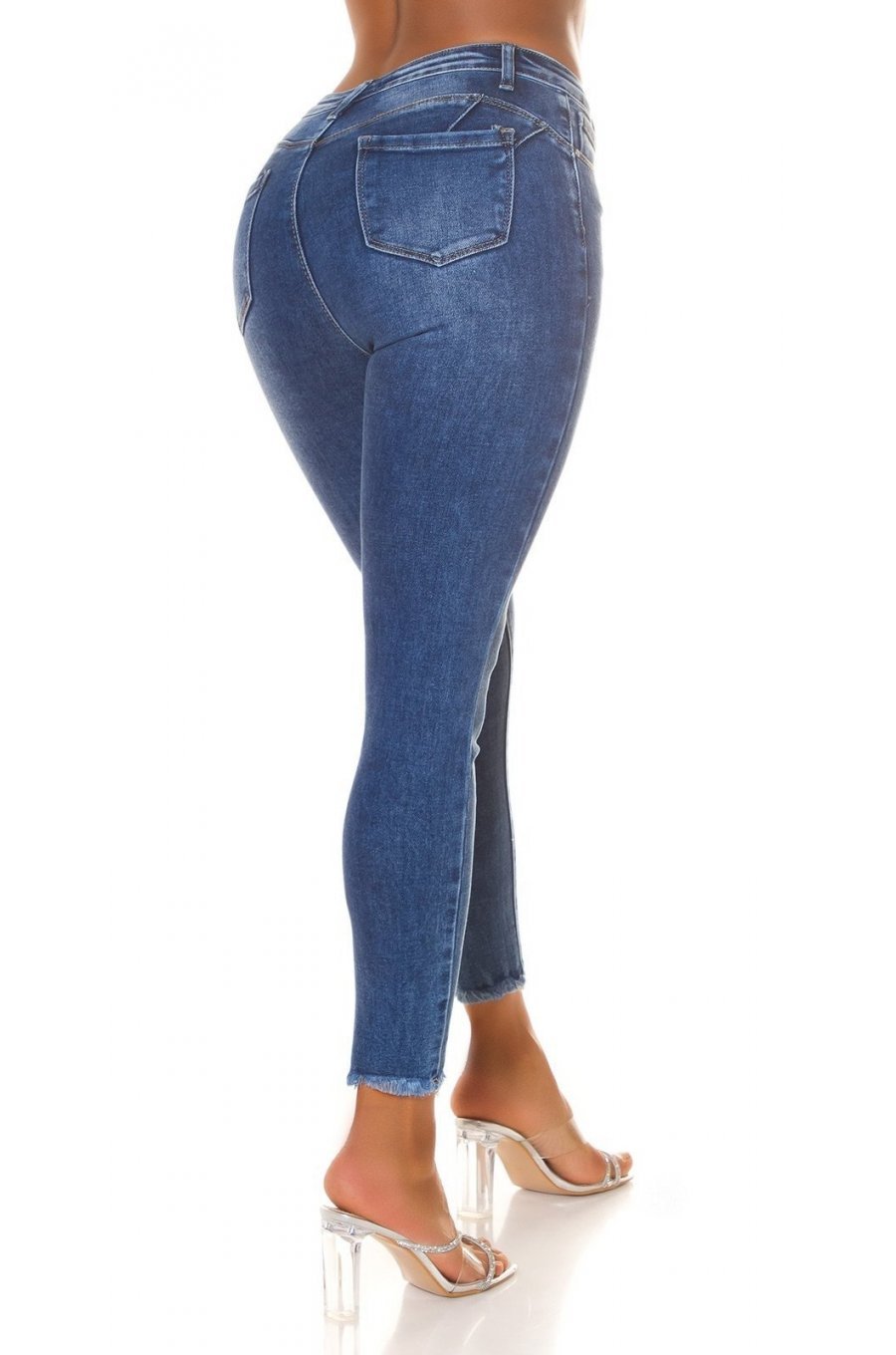 Blugi dama skinny cu push up, albastri, din bumbac, Eveliny Blugi dama skinny cu push up, albastri, din bumbac, Eveliny 2 - jojofashion.ro