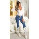 Blugi dama skinny cu push up, albastri, din bumbac, Eveliny Blugi dama skinny cu push up, albastri, din bumbac, Eveliny 4 - jojofashion.ro