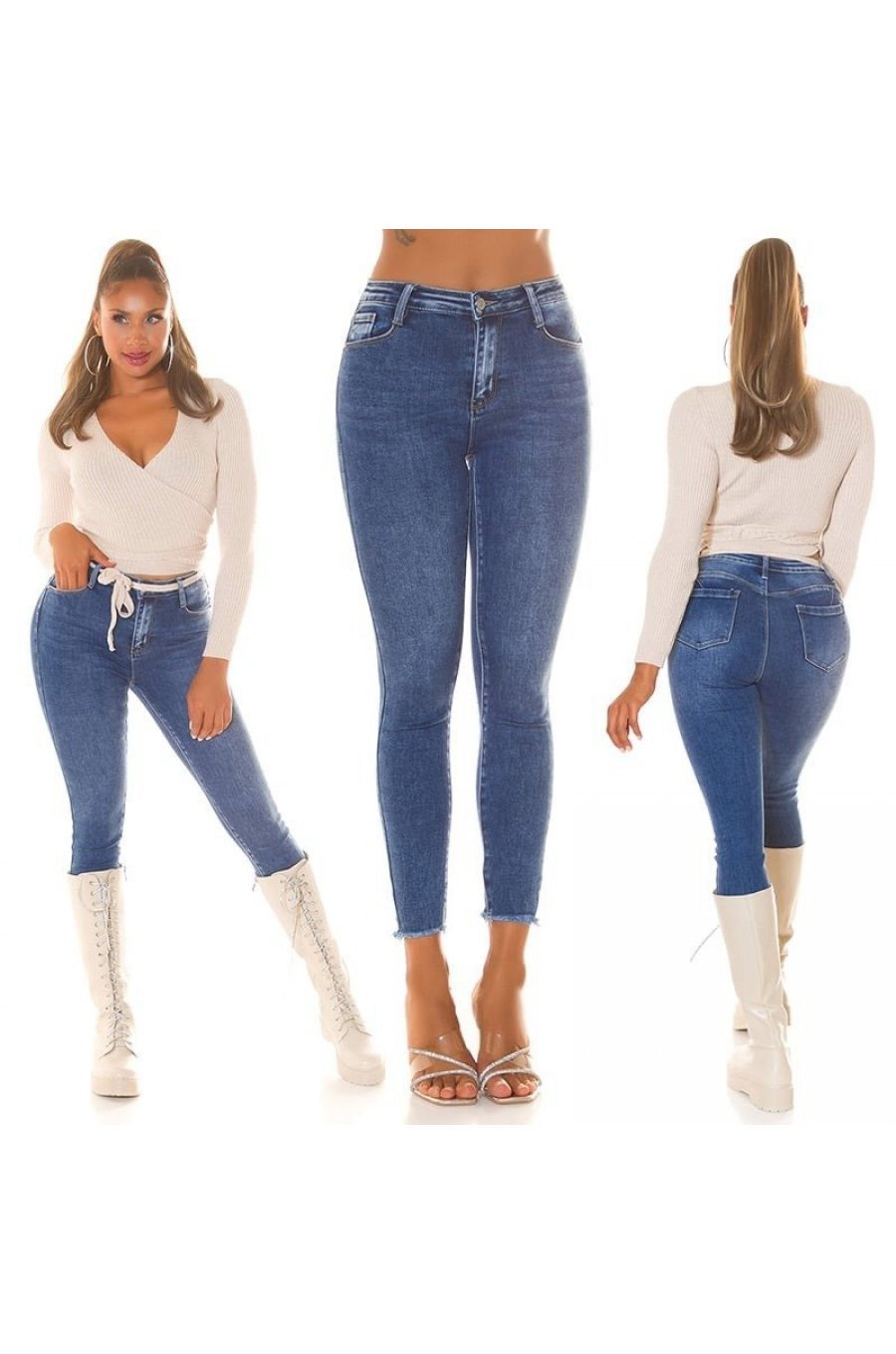Blugi dama skinny cu push up, albastri, din bumbac, Eveliny Blugi dama skinny cu push up, albastri, din bumbac, Eveliny 8 - jojofashion.ro