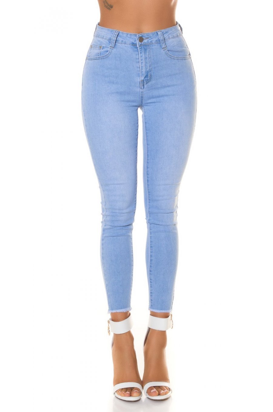 Blugi dama skinny cu push up, bleu, din bumbac, Priscila Blugi dama skinny cu push up, bleu, din bumbac, Priscila 1 - jojofashion.ro