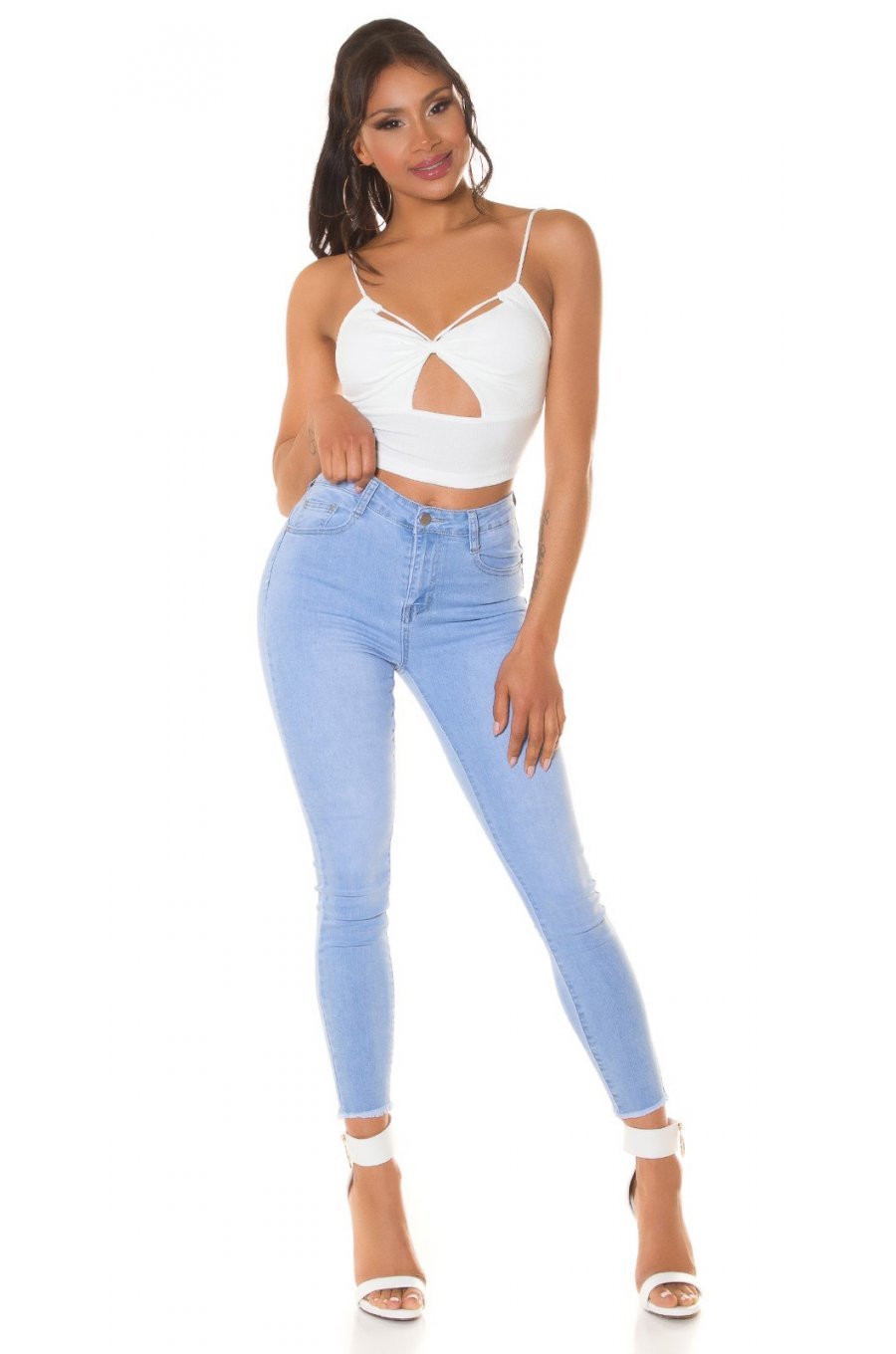 Blugi dama skinny cu push up, bleu, din bumbac, Priscila Blugi dama skinny cu push up, bleu, din bumbac, Priscila 5 - jojofashion.ro