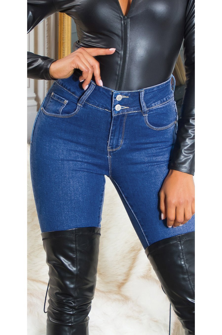Blugi dama skinny, denim, cu talia inalta Lumet Blugi dama skinny, denim, cu talia inalta Lumet 3 - jojofashion.ro
