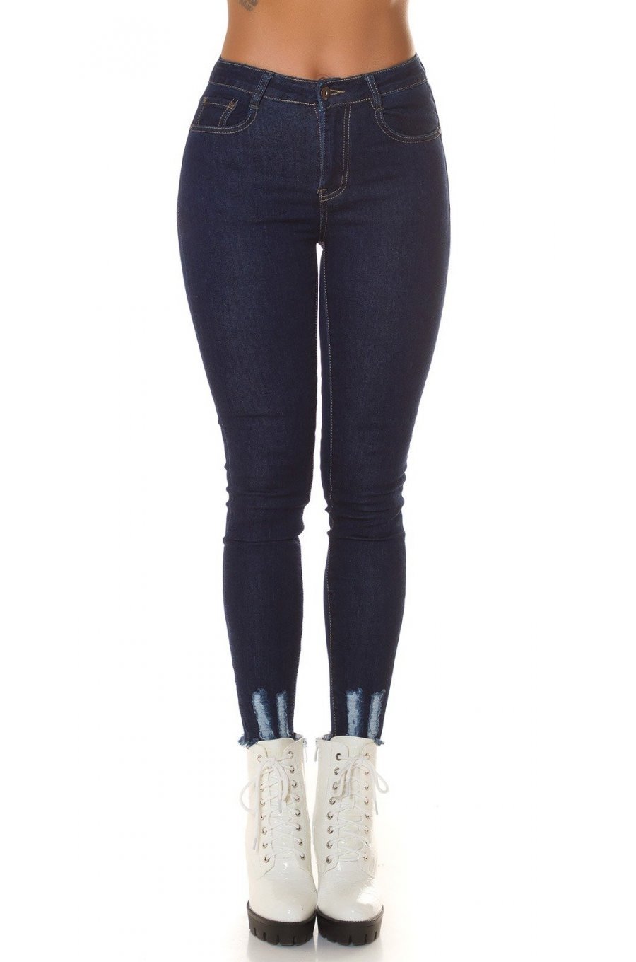 Blugi dama skinny fit uzati, bleumarin denim, cu push up Eltem 1 - jojofashion.ro