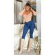 Blugi dama skinny, mulati, albastri, din denim, cu talia inalta, Crissy 4 - jojofashion.ro
