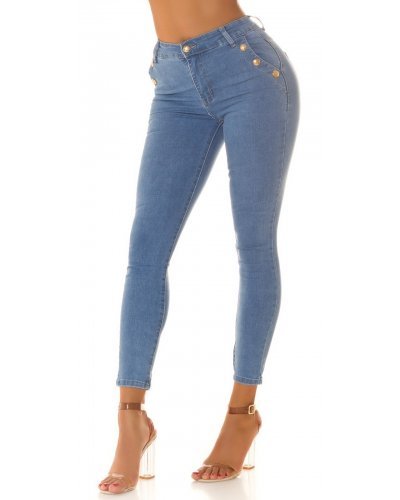 Blugi dama skinny, mulati, bleu, din bumbac, Veronique - jojofashion.ro