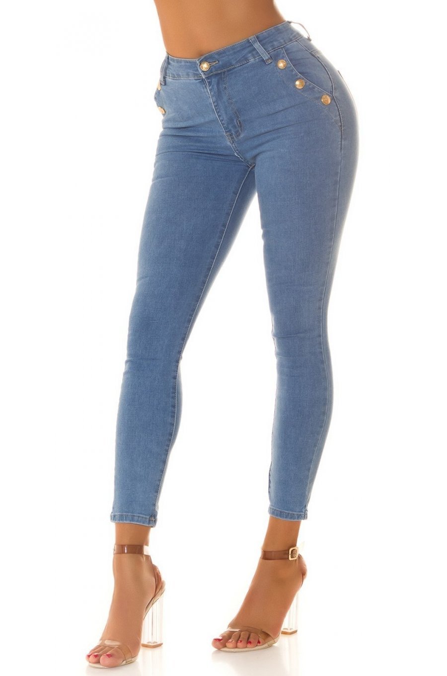 Blugi dama skinny, mulati, bleu, din bumbac, Veronique Blugi dama skinny, mulati, bleu, din bumbac, Veronique 1 - jojofashion.ro