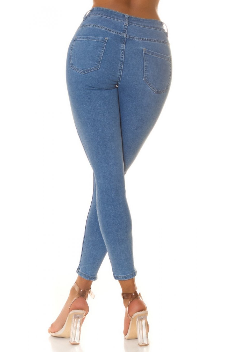 Blugi dama skinny, mulati, bleu, din bumbac, Veronique Blugi dama skinny, mulati, bleu, din bumbac, Veronique 2 - jojofashion.ro
