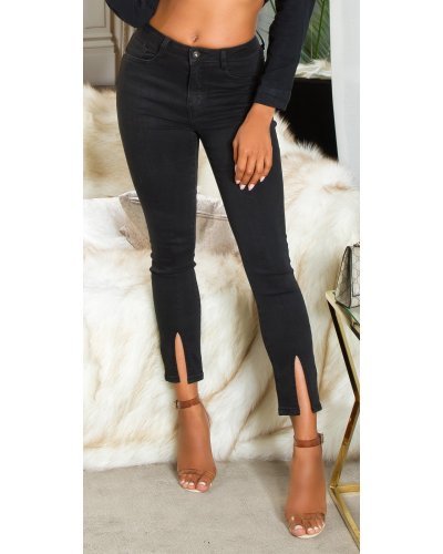 Blugi dama skinny, negri, din bumbac, cu talia inalta, Melleah - jojofashion.ro