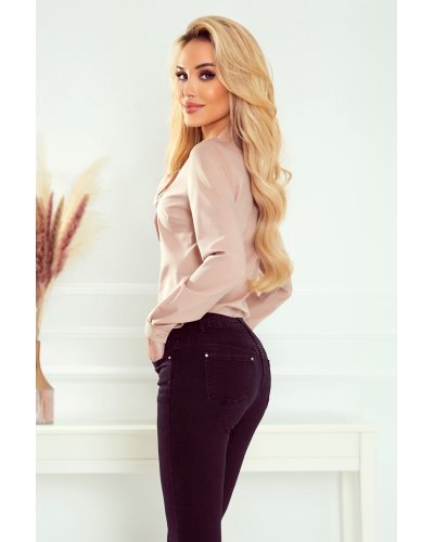 Bluza eleganta, vascoza, bej, cu maneca lunga, Ivana Bluze dama, Bluza eleganta, vascoza, bej, cu maneca lunga, Ivana - jojofashion.ro