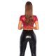 Top dama WetLook burgundy scurt cu maneci scurte Bridgett 3 - jojofashion.ro