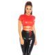 Crop top dama WetLook rosu Bridgett Crop top dama WetLook rosu Bridgett 2 - jojofashion.ro