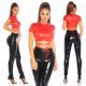 Crop top dama WetLook rosu Bridgett Crop top dama WetLook rosu Bridgett 7 - jojofashion.ro